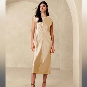 NWT‎ BANANA REPUBLIC CLAUDETTE SILK MIDI DRESS